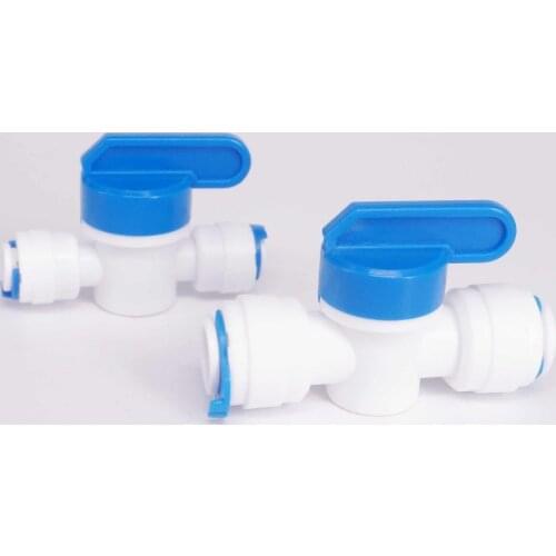 Fit for 1/4" 3/8" OD Tube Pushfit Equal Ball Valve Connector Fitting Aquarium Reverse Osmosis RO Water Dispenser