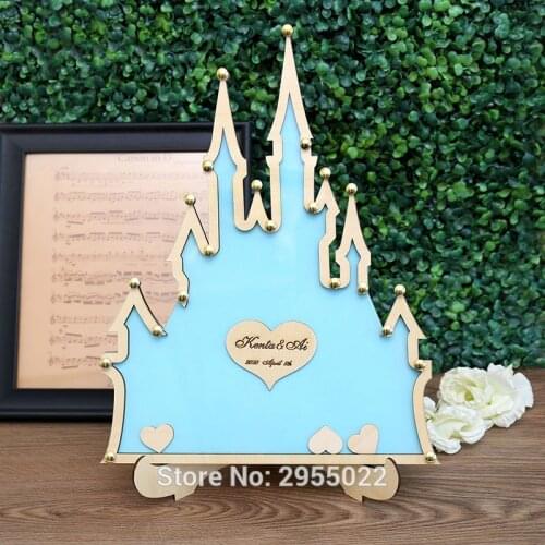 Custom castle wedding guestbook, personalized alternative guest book, wooden alternative drop box