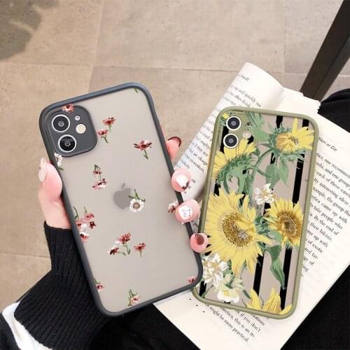 Simple Rose Flower Phone Case For iphone 12 11 Pro Max XR X XS Max 6s 8 7 Plus SE 2020 Fashion Floral Leaf Hard Back Cover Funda