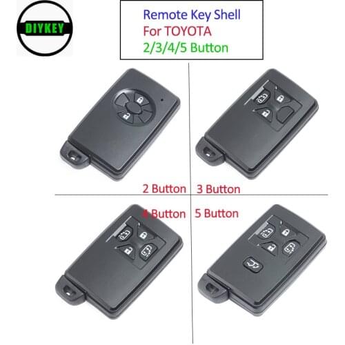 DIYKEY Smart Card Remote Key Shell 2 Button 3 Button 4 Button 5 Button for Toyota with Uncut Blade (Only Shell)