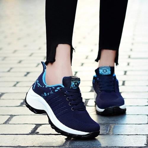 Plus Size Platform High-soled Womens Shoes 2020 Sport Shoes Woman Sneakers Women Sports Shoes Chaussure Running Blue Walk E-555