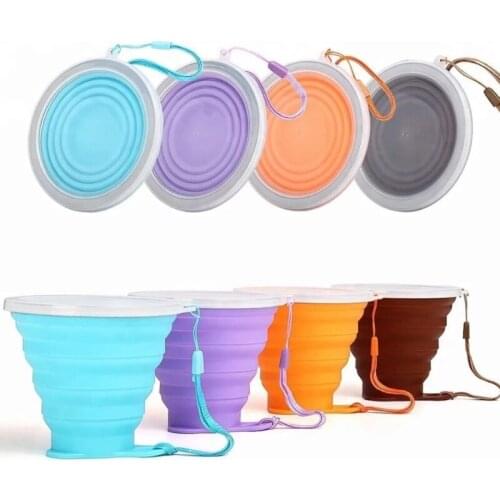4 Colors 250ML Silicone Travel Cup Retractable Folding Coffee Cup Telescopic Collapsible Tea Cup Outdoor Sports Tour Water Cup