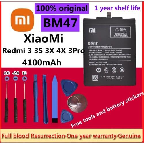 BM47 Replacement Battery for Xiaomi Redmi 3 3s 4x 3pro Hongmi 3 3s 4x Bateria 4100mAh BM 47 BM47 +Tracking Number + Tools