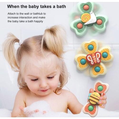 Baby Bath Spinning Toy Insect Animal Animal Flower Baby Bathtub Water Game Spinner Toys With Suction Cups Fidget Toys 2021 New