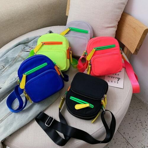 Crossbody bags for women neon grenn pink zipper canvas bags casual messenger bags fluorescence purses handbags shoulder bag