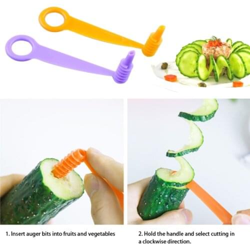 Creative Carrot Potato Cucumber Spiral Screw Slicer Fruit Vegetables Rotating Slicing Manual Cutter Kitchen Tools Random Color