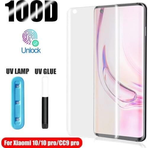 UV Liquid Glue Tempered Glass For Xiaomi Mi 10 Pro Mi CC9 Pro Full Curved Screen Protector For Xiaomi 10 Pro CC9 Pro UV Glass