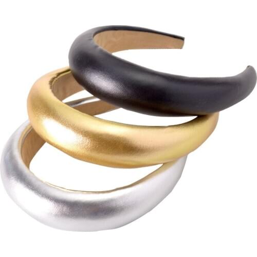 Vintage Rivets Headbands with gold leather Women Solid Hair Accessories Knitted Head Cloth Headbands for women party Wrap Wome