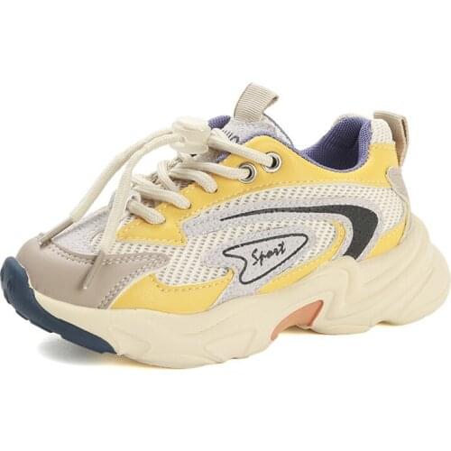 High Quality Korean Kidss Running Shoes New Autumn 2021 Boys' Patchwork Sneakers Light And Mesh Breathable Girls' Tenis Shoes