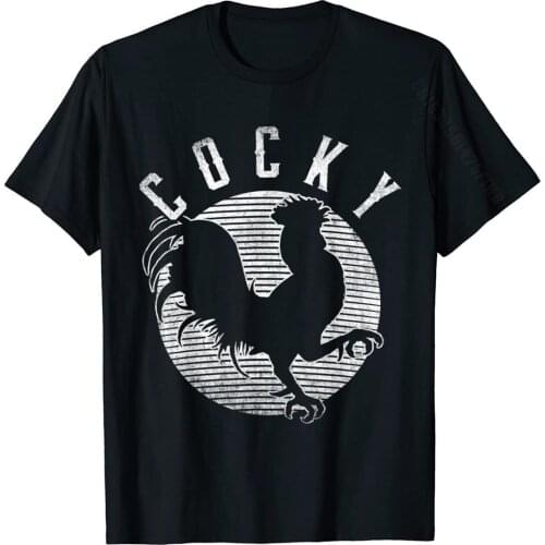 Cocky Funny Chicken Design For Farmers T-Shirt Men Fitted Custom Tops & Tees Cotton Tshirts Casual