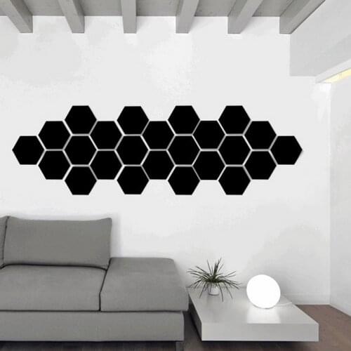 12PCs/Set of DIY 3D Mirror Wall Sticker Hexagon Home Decoration Mirror Decoration Sticker Art Wall Decoration Sticker