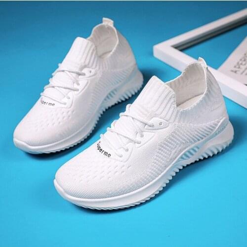 Womens Shoes Socks Shoes Lace-up Mesh Sports White Shoes Sports Shoes Light Walking Shoes Spring 2021