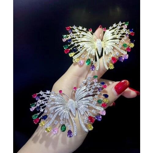 925 sterling silver multi color butterfly brooch pins fine women jewelry free shipping