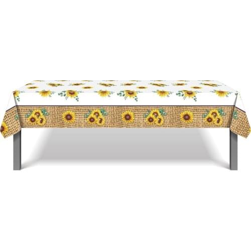 130*220cm PE Sweet Sunflowers Flowers Birthday Party Theme Tablecovers Beers Festival Disposable Tablecloth Party Decoration