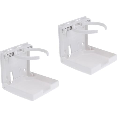 2 Pack Adjustable Folding Cup Drink Holder For Boat Marine Caravan Car White