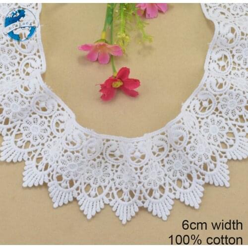 6cm white lace 100% cotton embroidery lace french lace ribbon fabric guipure diy trims warp knitting sewing Accessories#4068