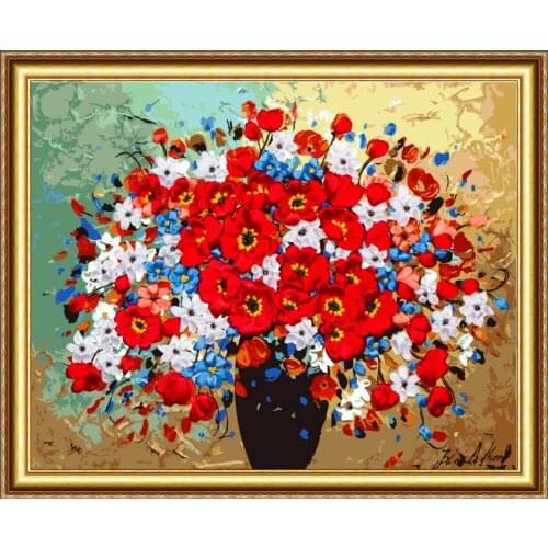 60x50cm Flowers Ribbon embroidery kit stain painting set handcraft kit DIY handmade needlework art home decor