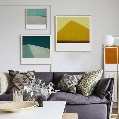 Abstraction Landscape Desert Snow Mountain House Canvas Painting Sofa Background Wall Picture Poster Living Room Home Decoration