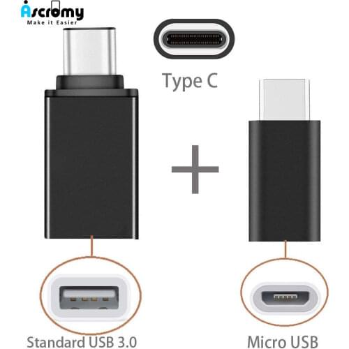 Ascromy Type C OTG to Micro USB Adapter For Xiaomi Mi Mix 3 8 Mix3 Huawei Mate 20 Pro Honor 10 Samsung le eco Type-C Phone Typec