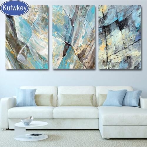 Nordic Modern Geometric Abstract Pattern 3 Pieces Diamond embroidery full round square Diamond painting mosaic puzzle set