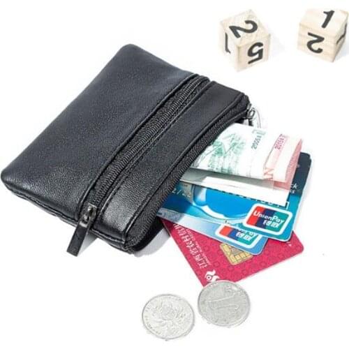 Black Leather Wallet Pouch Bag Women Coin Purses Key Holder Purse New Year Gift Fashion Mini Coin Wallets Womens