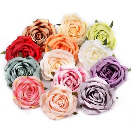 2/5/10pcs 7cm Silk Rose Flower head For wedding Party Home Decoration DIY Flower Wall Gift Box Scrapbook Craf Artificial Flower