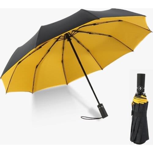 Double Automatic Folding Yellow Umbrella Female Male Ten Bone Car Luxury Large Business Umbrellas Men Rain Women Gift Parasol