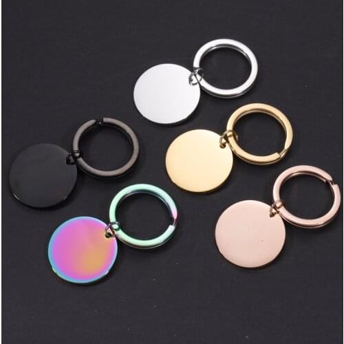 Fnixtar 10Pcs/Lot 25mm Round Disc Blank Mirror Polished Stainless Steel Keychain For DIY Custom Logo Name Womens Mens Fashion