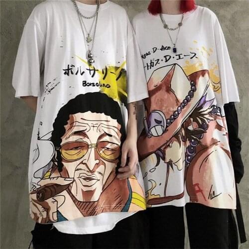 5XL Summer One Piece T Shirt Men Monkey D Luffy T Shirts Cool Short Sleeve Anime Ace T-shirt Tee Oversized Harajuku Tshirts Men