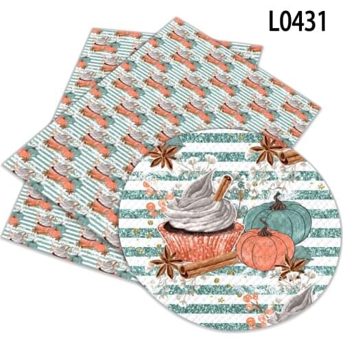 Cartoon pumpkin print Faux Artificial Leather Fabric for DIY Sewing Garment Hair Bow Bags 30 x 136CM