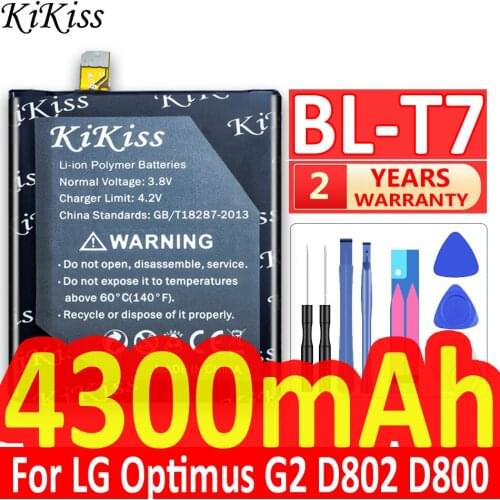 KiKiss BL-T7 Lithium Polymer Rechargeable Battery For LG Optimus G2 D802 D800 D801 VS980 LS980 D803 BL T7 Batteries 4300mAh