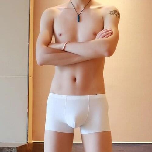 3 Pieces of Mens Underwear Mens Sexy Ice Silk Stretch Breathable Nylon Low Waist Boxer Briefs Exotic Clothing Hot Sale