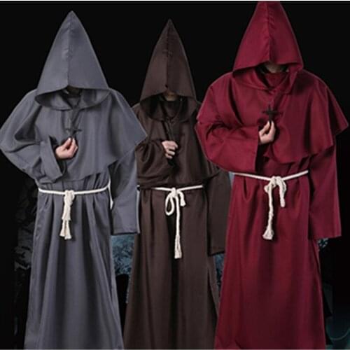 Wizard Halloween Cosplay Costume Medieval Monk Friar Robe Priest Costume Ancient Clothing Christian Suit 2021 Hot Sale