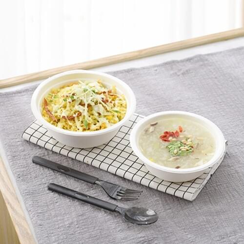 Round Paper Bowl Disposable Barbecue Box Outdoor Biodegradable Bowls Fast Food Containers Kitchen Utensils Food Grade Tableware