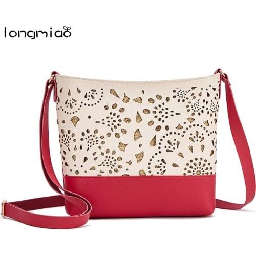 Longmiao Small Purse for Coins Hollow Out Leather Pouch Mini Girls Purses and Handbags for Phone Messenger Bag Women Handbag