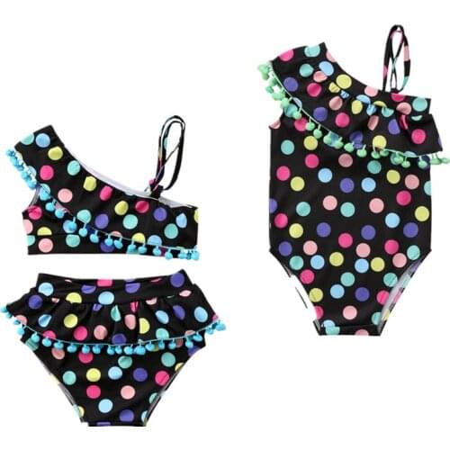 Citgeett Cute Kids Baby Girls Polka Dot Sleeveless Bodysuit Swimsuit Swimwear Bathing Suit Tankini Bikini Cute Set