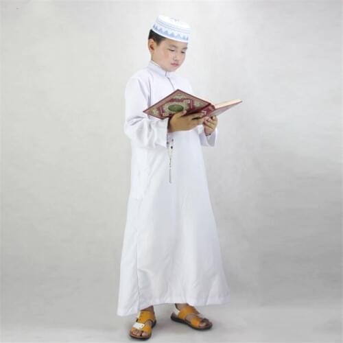 Boys Islamic Clothing for Kids Muslim Abaya Arab Dubai Turkey Malaysia Round Neck Prayer Islam Robes for Toddler Boy Thobe
