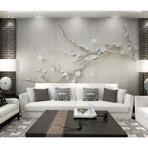 Bacaz Custom photo wallpaper 3d living room TV sofa Chinese style white flower large mural 3d wall murals wallpaper