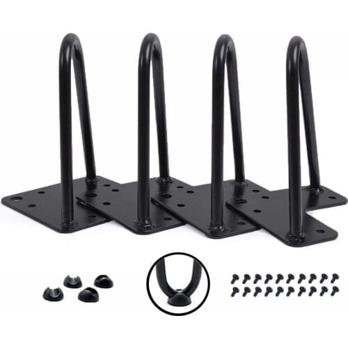 6 inch Satin Black Hairpin Legs with Screws, Century Modern Table Legs, for Coffee Table,TV Stand,Sofa Side Table,Night Stands