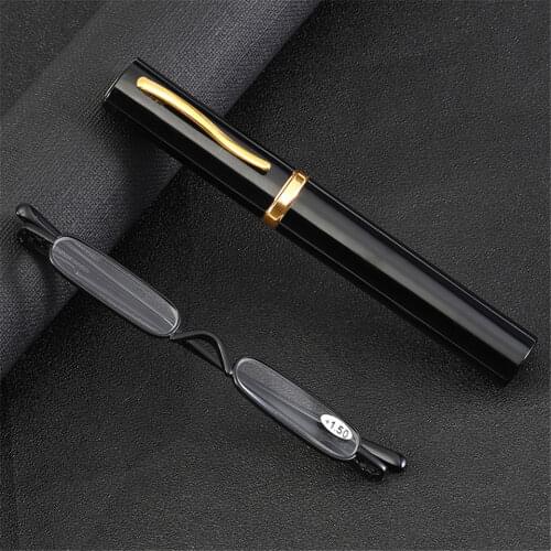 Seemfly +1.0 1.25 1.5 1.75 2.0 2.5 2.75 3.5 Elegant Women Metal Reading Glasses Men Portable Small Pen Reader Presbyopia Eyewear