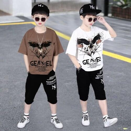 4-14 Years Summer Boy Clothing Set 2021 New Fashion Casual Active T-shirt+ Pant Kid Children Boy Teenager Clothing