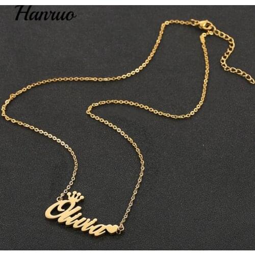 Personalized Customize Necklace Stainless Steel Crown Heart Nameplate Pendant Necklaces For Women Men Custom Name Choker Jewelry