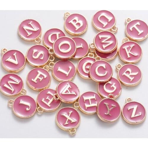 26 PCS/Set 14x11.5MM Dripping oil Metal Alloy Alphabet English Letters Charms Pendants Diy Jewelry Accessories Bracelet Earring