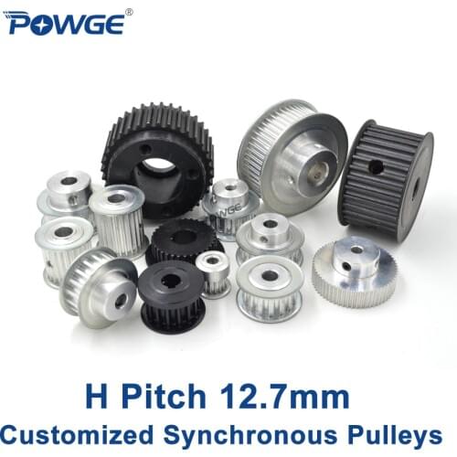 POWGE Inch Trapezoid H Synchronous pulley pitch 12.7mm 0.5" wheel Gear Manufacture Customizing all kinds of H Timing pulley Belt