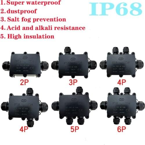 Junction Box IP68 Waterproof UV Sunproof Outdoor Multiple ways Plastic Electrical Junction Box Case Cable Wire Connector Protect