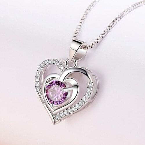Luxurious 2021 Fashion Women Necklace Silver Color Gifts Elegant Romantic Love Heart Lady Valentines Day Jewelry KOFSAC