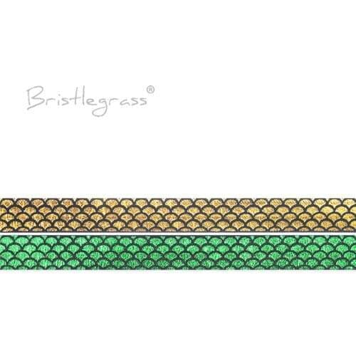 BRISTLEGRASS 100 Yard by Roll 5/8" 15mm Mermaid Scales Gold Foil Print FOE Fold Over Elastic Spandex Band Tutu Dress Sewing Trim