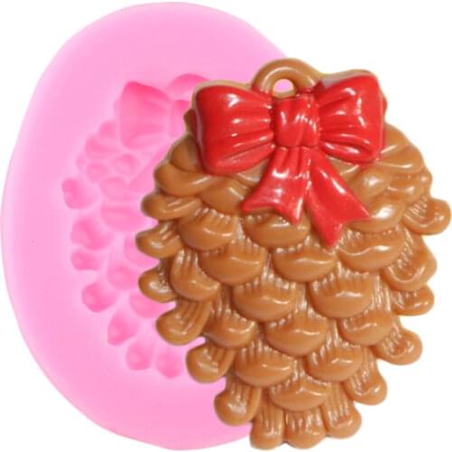 Pinecone Bows Silicone Mold Christmas Fondant Cake Decorating Tools DIY Cookie Baking Candy Chocolate Molds Soap Resin Moulds
