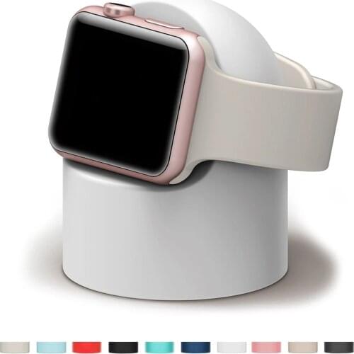 Silicone Charge Stand Holder for Apple Watch Series 6 SE 5 4 3/2/1 Stand Nightstand Keeper Home Charging Dock for IWatch Modern