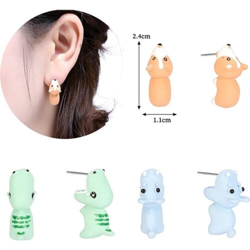 Cute Animal Bite Earring Cartoon Soft Clay Animal Earrings Fun Animal Earring Jewelry Costume Accessories Pendant Gift